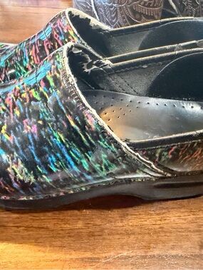 Dansko Multicolor Iridescent Leather Clogs - Black Base